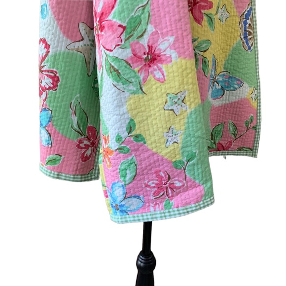 ALFRED DUNNER GINGHAM GRANDMA CORE FLORAL QUILTED BLAZER CARDIGAN KIMONO - Picture 4 of 14